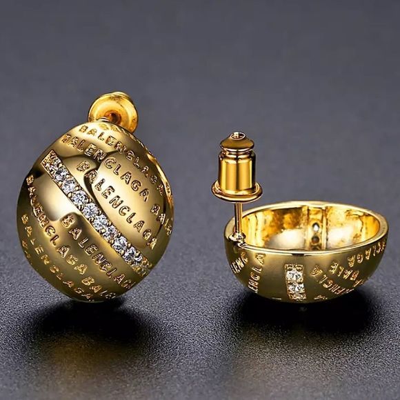 💎146💎 Beautiful Earrings 24k Gold Plated & Cubic Zirconium CZ - Picture 4 of 13